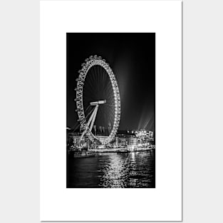 London Eye at Night Posters and Art